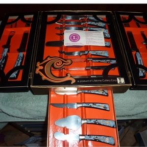 very cool knife set. never used but a little wear on the packaging